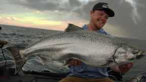 Lake Michigan Salmon Fishing During A Thunderstorm!! | Will They BITE?!?