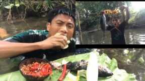 |Catch fish and pipino spicy chili| cooking (eating delicious)[ My survival skills by takie takie