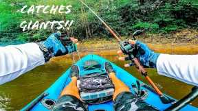 ULTRA SHALLOW River Is LOADED With GIANT BASS!! || Kayak Bass Fishing Part II
