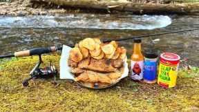 Rainbow Trout Fish n' Chips | Cookout at a Mountain Creek!