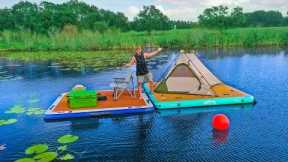 OVERNIGHT FLOAT CAMPING In Middle of LillyPad LAKE!! (Catch & Cook)