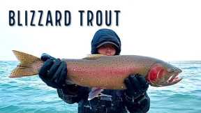 MONSTER Cutthroat, In a BLIZZARD - Fly Fishing Pyramid Lake