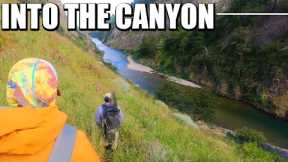 Into the Canyon on the Simpson River, Patagonia. Fly Fishing Rainbow & Brown Trout