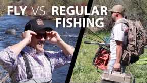 Fly Fishing vs. Regular Fishing 🤣 Part 1