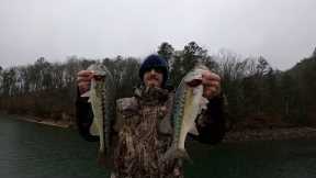 Lake Allatoona Spotted Bass Fishing Winter December 11th (Cold and Wet)