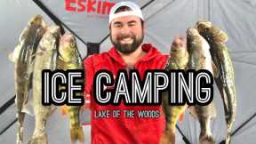 ICE CAMPING on Lake of the Woods (Multi-Species Fishing)