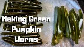 Making Soft Plastic Baits - Making Green Pumpkin Black Flake Worms and Watermelon Seed Worms