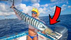 Best RAW FISH Ever! We Fed the Entire NEIGHBORHOOD! Giant Wahoo Catch and Cook
