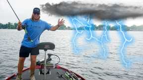 Fishing during CRAZY THUNDERSTORMS - Lake Orion Bass Fishing