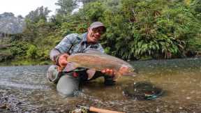 FLY FISHING in the RAIN with BIG STREAMERS!!