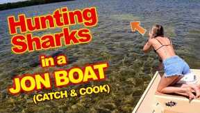 Hunting Sharks in a JON BOAT {catch and cook}
