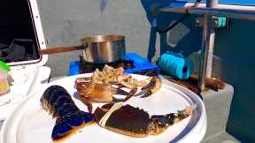 Lobster & Crab - Catch And Cook on my Boat ! Big Lobsters in the Pots