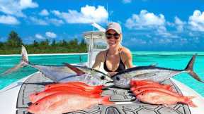 She Caught Her First Tuna in Dangerously Rough Seas! (Catch & Cook)