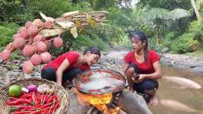 Yummy! Red fish soup delicious for food in forest - Catch and Cook, Adventure in forest