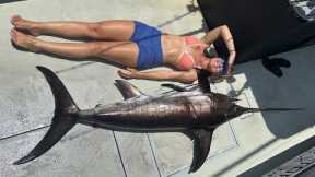 I’m Not Sure Who Won This Battle, Her or the Fish! (Swordfish Catch Clean and Cook)