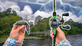 Summer Fishing My Favorite Lake During A Thunderstorm (Scary)