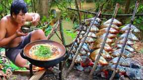 Cooking Fish Eating with Hot Rice Soup give your body warm - Cook Rice Porridge eating with Fish