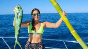 Using GIANT Stick to Catch Ocean Fish! Mahi Catch, Clean & Cook! South Florida