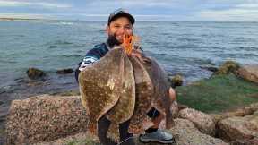 Jetty Fall Flounder Fishing LIMITS of BIG FISH (Catch and Cook)
