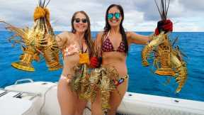 FOUND RARE Lobster Migration while Freediving! Catch, Clean, Cook! South Florida