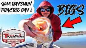 Finding BIG BASS Fishing SAM RAYBURN Lake For $80,000!! (Practice Day 2)