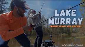 BASS FISHING on Lake Murray: Swimmin' Jigs and BOAT FLIPPING CHUNKS