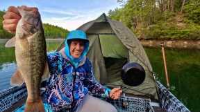 Boat Camping in the Mountains! Bass Catch Cook Camp!