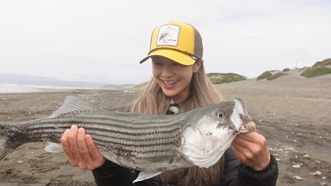 my first surf fish (a BIG one).....catch & cook vlog