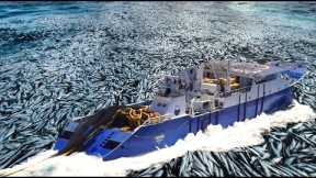 Unbelievable Fishermen Easily Catch Hundreds Of Tons Of Anchovies Big Net On The Boat