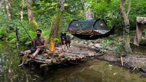 3 DAYS solo survival CAMPING; Catch and Cook, Fishing. Bushcraft Skills. Hammock Shelter