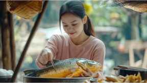 Cooking In Nature - Catch fish and cook braised fish for grandma