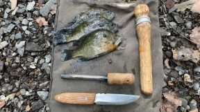 Poor man bushcraft catch and cook - Handmade knife and reel - Foraging bait