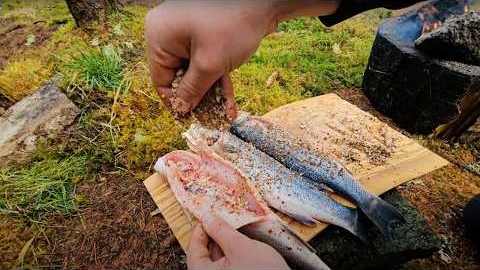 The PERFECT Smoked Fish in the Wilderness | Relaxing Cooking with ASMR