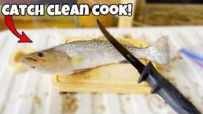 I Found DOCK LIGHT Loaded With SPOTTED SEA TROUT! (Catch Clean Cook)