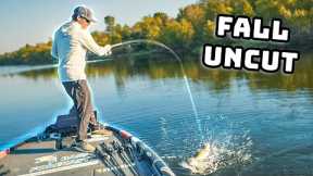 Totally Uncut Fishing At A SECRET LAKE!! (Fall Bass Fishing Tips)