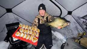 Ice Fishing Crappie Catch And Cook - Crappie Tempura Rolls