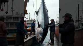 Record-Breaking Giant Tuna Caught by Fishermen! 🐟🎣  #fishing #animals  #viralvideo