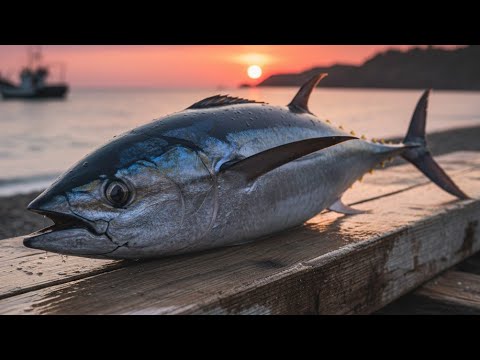 Great skills cutting fresh yellowfin tuna at Jembatan Puri fish market, Sorong city 🔥🔪🔥