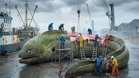🐍 Catching & Cooking Giant Moray Eels – Deep Sea Predators | Fishing Documentary