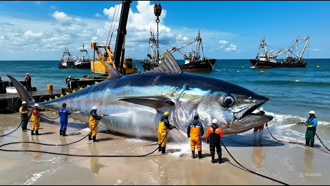 How Fishermen Catch 500 Giant Bluefin Tuna  A Deep Ocean Longline Fishing Documentary
