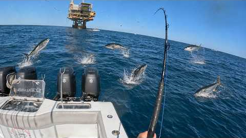 INSANE Tuna on a FLOATING Oil Rig (4000 ft Deep) How To Catch (C&C)