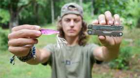 Catching Fish with a Leatherman crafted Wood Fishing Lure